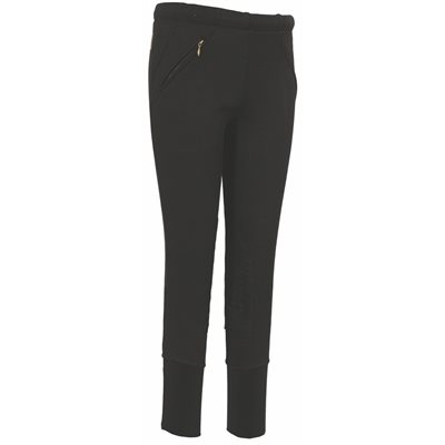 TuffRider Ladies Unifleece Knee Patch Pull-On Breech - Black
