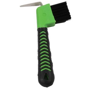 Soft Grip Hoof Pick with Brush - Lime