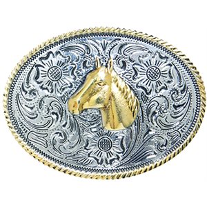 AndWest Kids Oval Horse Head Buckle with Rope Border