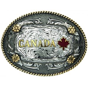 AndWest 2-Tone Antique Oval Canada Regional Buckle with Oval Rope Edge