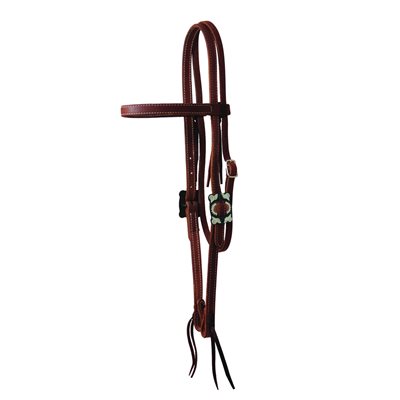 Western Rawhide browband headstall with Sunflower buckle - Brown