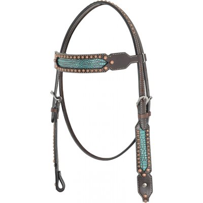 Country Legend Turquoise Gator style browband headstall
