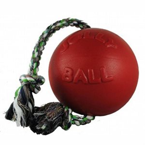 Jolly Ball ''Romp N Roll'' on rope - 6'' Red