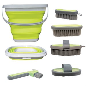 Grooming Kit with Collapsible Bucket - Lime