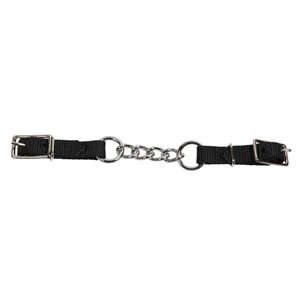 Short Chain Nylon Curb Strap - Black