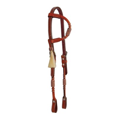 Country Legend One Ear Headstall with Braided Rawhide - Chesnut