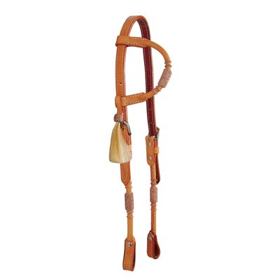 Country Legend One Ear Headstall with Braided Rawhide - Golden