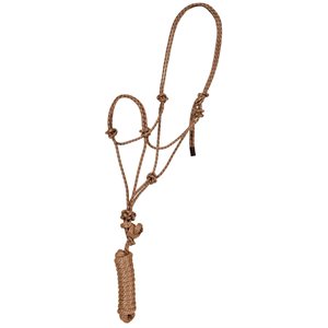 Mustang Economy Rope Halter With Lead - Tan & Brown