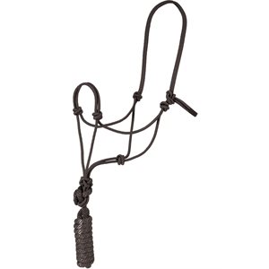 Mustang Economy Rope Halter With Lead - Black