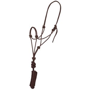 Mustang Economy Rope Halter With Lead - Brown & Tan
