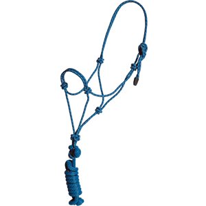 Mustang Economy Rope Halter With Lead - Blue & White