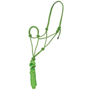 Mustang Economy Rope Halter With Lead - Lime & Black