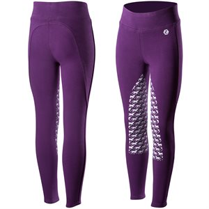Horze Active JR Silicone Horse Grip Tights - Sultry Violet