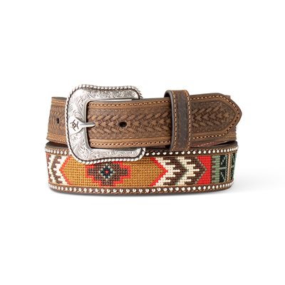 Ariat belts for men with embroidery and conchos - Brown