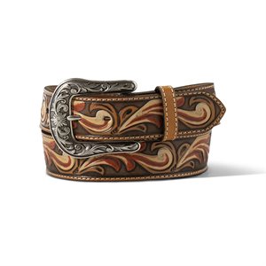 Ariat ladies belt with floral print - Pink and ivory accents