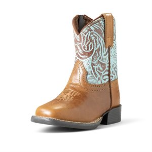 Ariat Lil'Stompers Round Up western boots for kids - Brown and turquoise