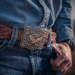 Montana Attitude belt buckle - Soaring High American Eagle