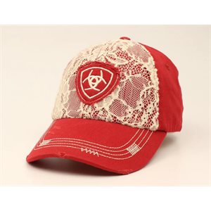 Ariat Ladies Baseball Cap - Burgundy with Lace