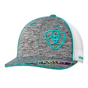 Ariat Kid's Baseball Cap - Turquoise, white and heather grey