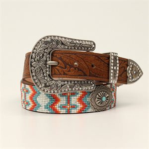 Angel Ranch ladies belt with beads and conchos
