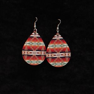 Silver Strike earrings - Teardrop shape with aztec print
