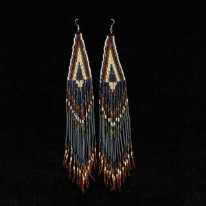 Silver Strike earrings - Beaded fringe