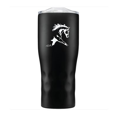 Black stainless steel travel mug - Dressage horse design