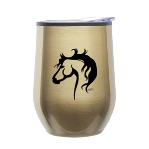 AWST stainless steel wine tumbler - Gold with horse head