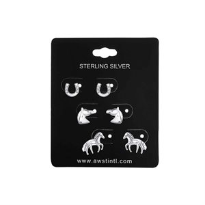 AWST earrings set - Horsehead, horse and horseshoe