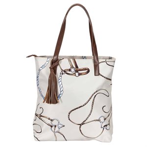 AWST tote bag with bridle and things print - White