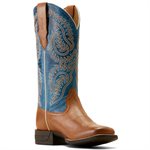 Ariat Ladies Cattle Caite StretchFit Western Boot - Roasted Peanut & Regatta Blue