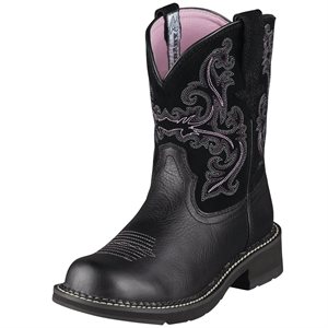 Ariat Ladies Fatbaby II Western Boots - Black Deertan