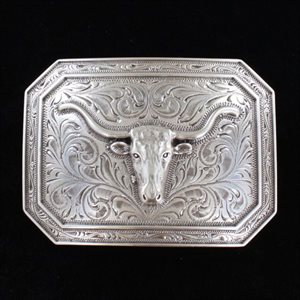 Ariat rectangular silver buckle - Longhorn