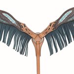 Country Legend Gator & Feathers Breast Collar - Golden & Turquoise