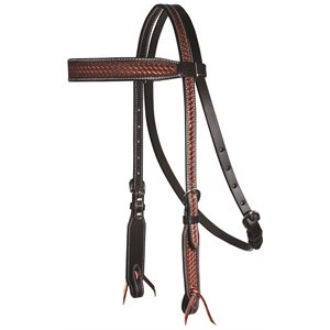 Professional's Choice Basketweave Chesnut with Black Border Browband Headstall