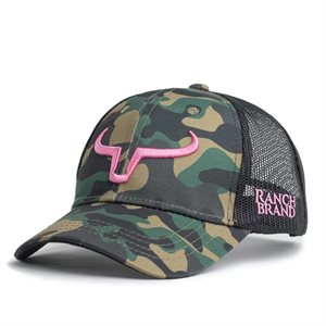 Casquette Ranch Brand Ponytail - Camo logo rose