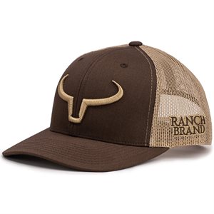  Casquette Ranch Brand Rancher - Brun & Beige avec Logo Beige