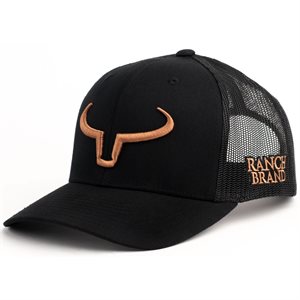  Casquette Ranch Brand Rancher - Noir avec Logo Cuivre
