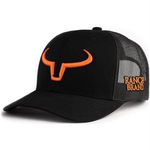  Casquette Ranch Brand Rancher - Noir avec Logo Orange