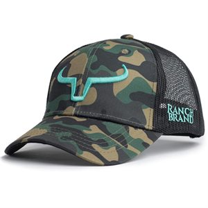 Casquette Ranch Brand Ponytail - Camo & Logo Turquoise