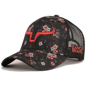 Ranch Brand Ponytail Cap - Flowers & Pink Logo