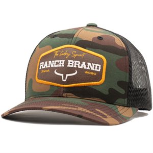  Casquette Ranch Brand Ranch Patch - Camo & Noir avec Logo Or