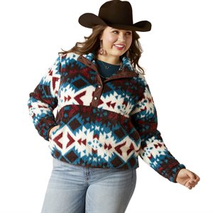 Ariat Ladies Berber Snap Front Western Plus Size Sweatshirt - Plainsview Print