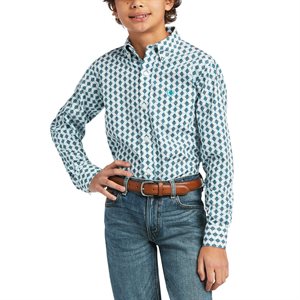 Ariat Kid's Derek Classic Fit Western Shirt - White