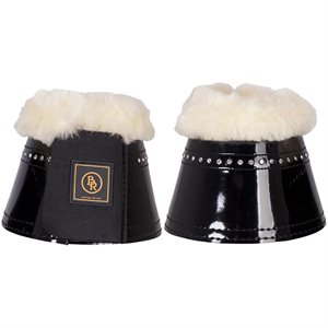 BR Glamour Lacquer Sheepskin Over Reach Boots - Black