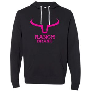 Ranch Brand Ladies Big Horn Hoodie - Black with Pink Logo