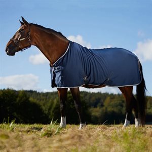 Horze Fleece Blanket - Dark Blue & Beige
