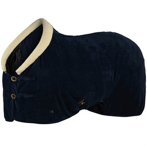 Horze Lincoln Fleece Blanket with Faux Fur Collar - Dress Blue
