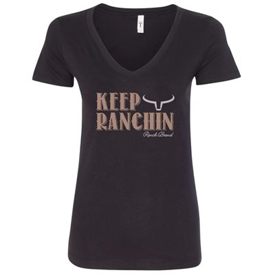 T-Shirt Ranch Brand Keep Ranchin pour femme - Noir & Tan