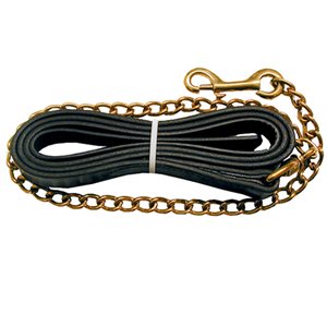 Leather Lead Shank with Solid Brass Chain - Black